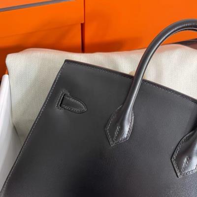 wholesale quality hermes birkin 25 sellier black swift silver hardware